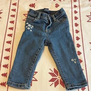 Old Navy Baby  Blue Jeans with White Floral Detail Size 6-12 Months